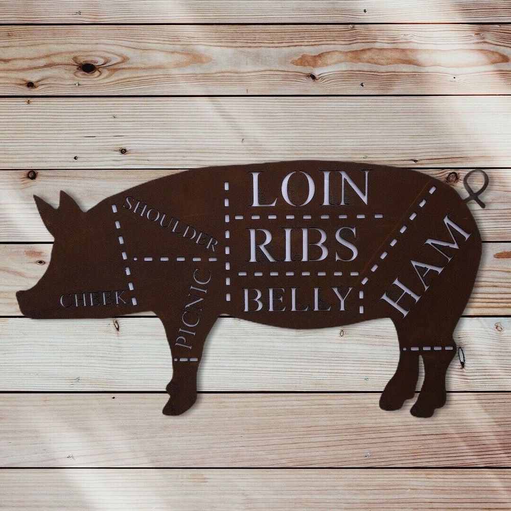 Rustic Metal PIG Sign for Home, Kitchen, Office, Shop, Pub, Cafe, Bar, Garden - 52cm x 29cm