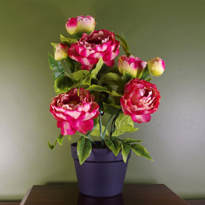 Premium Quality Artificial Pink Peony Flowering Plant: Realistic Fabric Flowers, Wired Stems, Indoor Use Only!