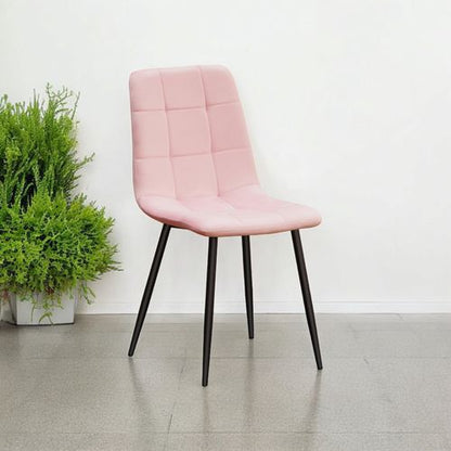 PINK FABRIC CHAIR BLACK METAL LEGS