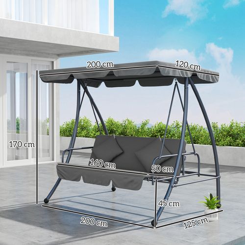 Outsunny 2-in-1 Swing Chair 3 Seater Hammock Cushion Bed Tilt Canopy