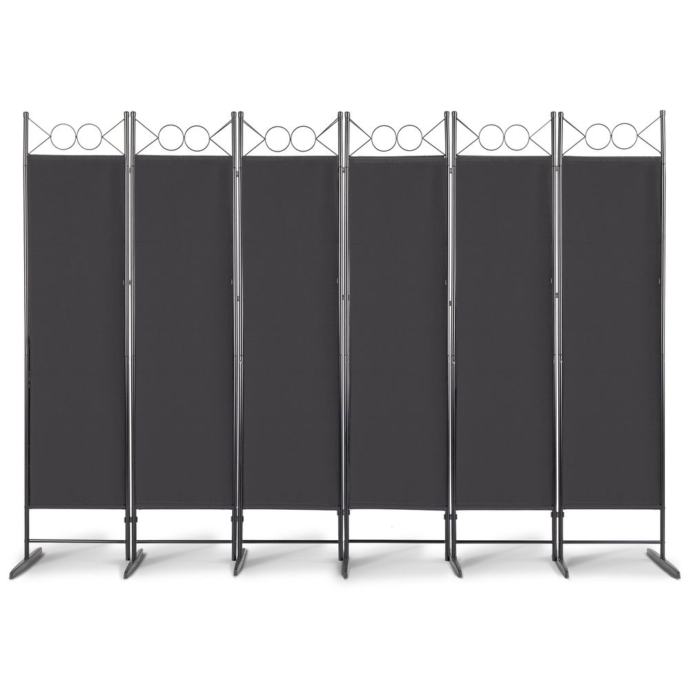 5.74FT 6-Fold Top With Shape 130g Polyester Cloth Plastic Feet Carbon Steel Frame Foldable Screen Black