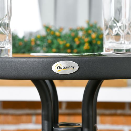 Outsunny 3 Pieces Garden Furniture Set with 2 Stackable Chairs, Black