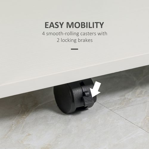 HOMCOM Computer Table Study Desk with Sliding Keyboard Tray, White