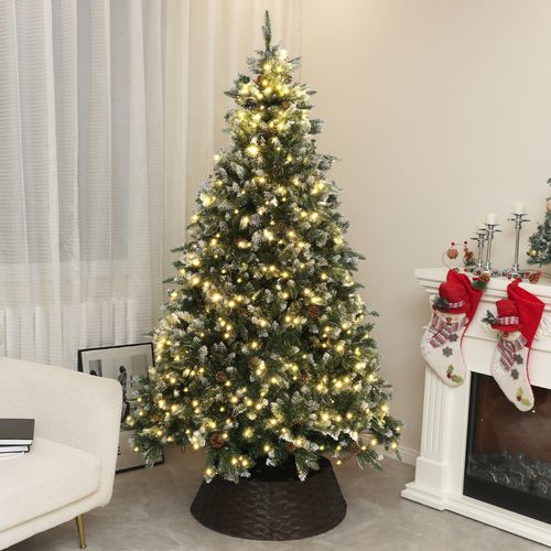 HOMCOM 6 Ft Artificial LED Christmas Tree with Metal Base, Hinged Branches