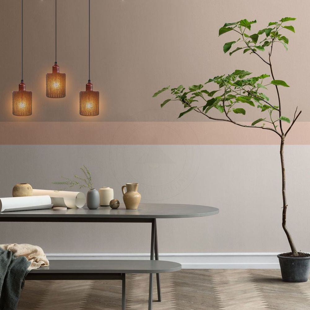 Vintage Rustic Red Pendant Light - Industrial Metal Brushed Cage Lamp Shade - E27 Base - High Quality and Stylish - Perfect for Any Room