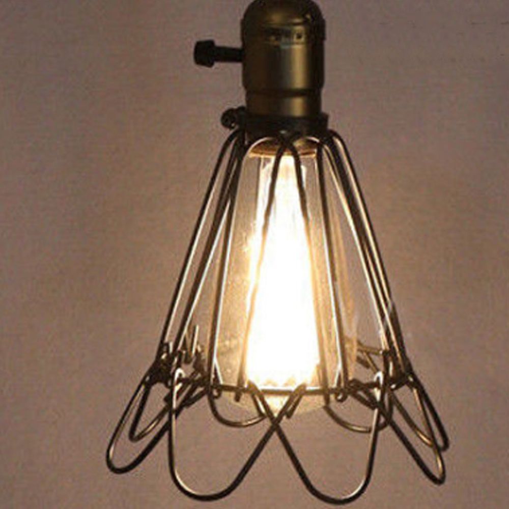 Vintage Industrial Metal Wire Cage Wall Lamp Guard Retro Light Shade Protection