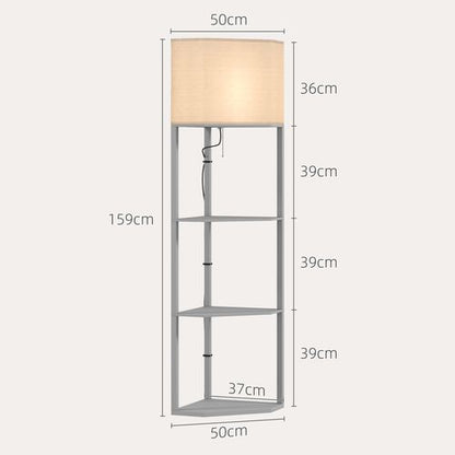 HOMCOM Corner Modern Floor Lamp with Shelves for Living Room, Bedroom