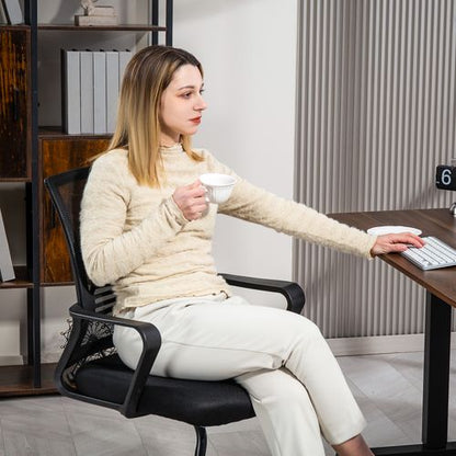 HOMCOM Meeting Office Chair, Mesh Reception Chair with Sled Base, Black