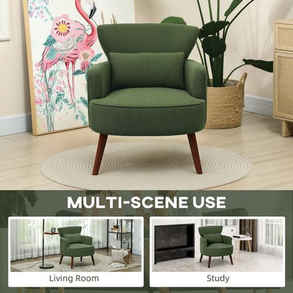 HOMCOM Armchair with Padded Seat and Backrest for Living Room, Green