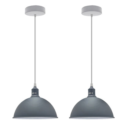 2Pack Dome-Shaped Metal Pendant Lights | Sturdy & Stylish Grey Loft Design | Ideal for Home & Commercial Spaces