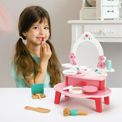 SOKA Princess Beauty Set - Dressing Table Vanity Mirror w/ Wooden Makeup Toys - Certified Quality - Ideal Gift