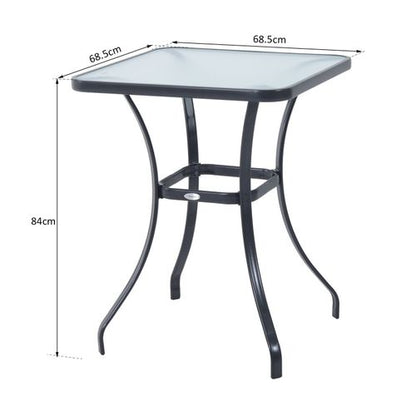 Square Glass Bistro Table Bar Dining Kitchen Breakfast Party Table 68.5x84 cm