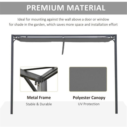 Pergola Retractable Canopy | Metal Frame | Grey 294L x 294W x 226H cm