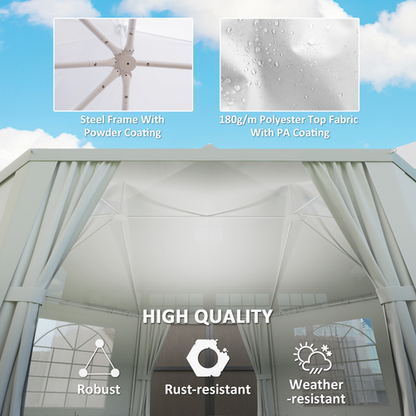 Outsunny 6.8 x 5m Garden Octagonal Gazebo Party Wedding Tent Heavy Duty Marquee