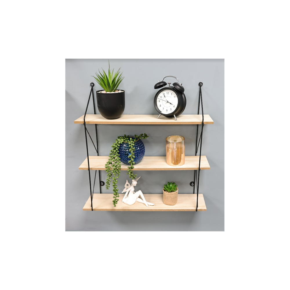 SHLEDECOR 3 Tier Floating Shelf Wall Shelves for Bedroom Wall Mounted Bookcase Hanging Shelves Bookshelf Book Shelves for Living Room Display Wooden Shelving Unit BLACK Metal Wire