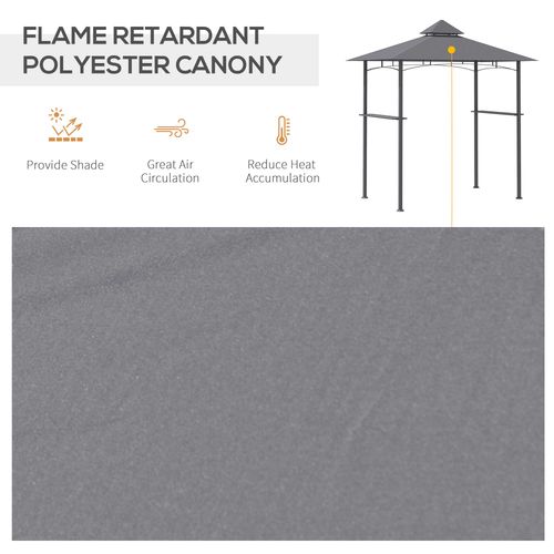2.5M 8ft New Double-Tier BBQ Gazebo Grill Canopy Barbecue Grey