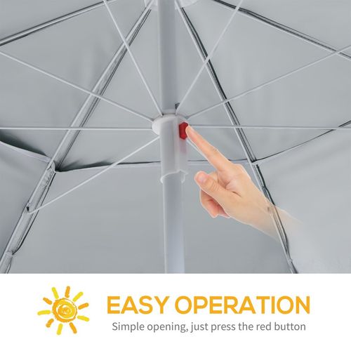 Outsunny 2m UV Protection Fishing Beach Umbrella Brolly Shelter w/Side Panel Tent Green