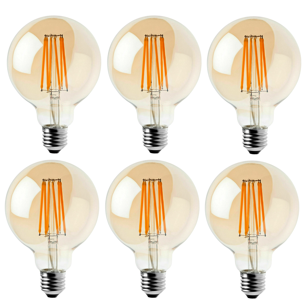 6 Pack E27 LED Edison Dimmable Vintage Amber Glass Warm white 2700K Light Bulbs