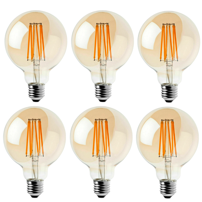 6 Pack E27 LED Edison Dimmable Vintage Amber Glass Warm white 2700K Light Bulbs