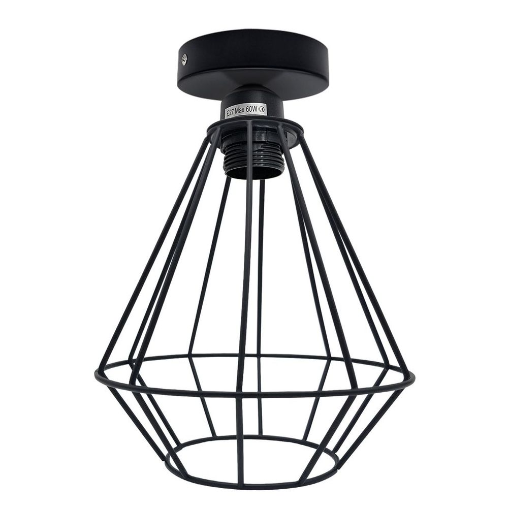 Vintage Wire Cage Ceiling Light Metal Round Ceiling Rose E27 Light Fitting 60W Lighting Bulb Holder