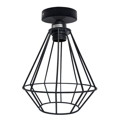 Vintage Wire Cage Ceiling Light Metal Round Ceiling Rose E27 Light Fitting 60W Lighting Bulb Holder