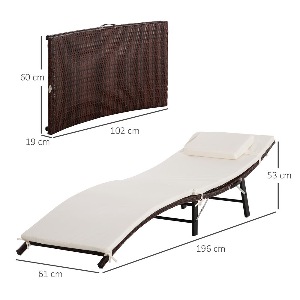Premium Outsunny Folding Rattan Sun Lounger - Durable, Comfortable, Portable - Perfect for Your Outdoor Space