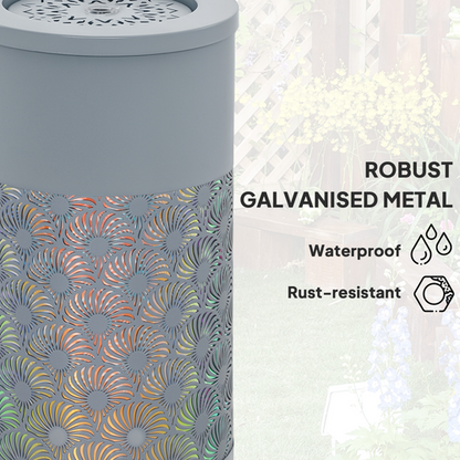 Outsunny Outdoor Waterfall Fountain Water Feature with LED, Light Grey