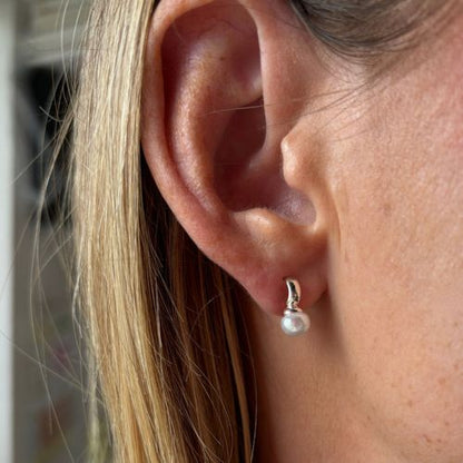 Hoop Pearl Stud Earrings for Women - Classic and Elegant