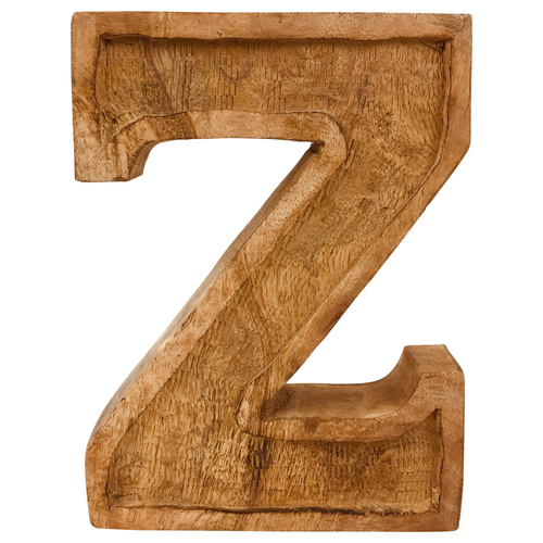Hand Carved Wooden Embossed Letter Z