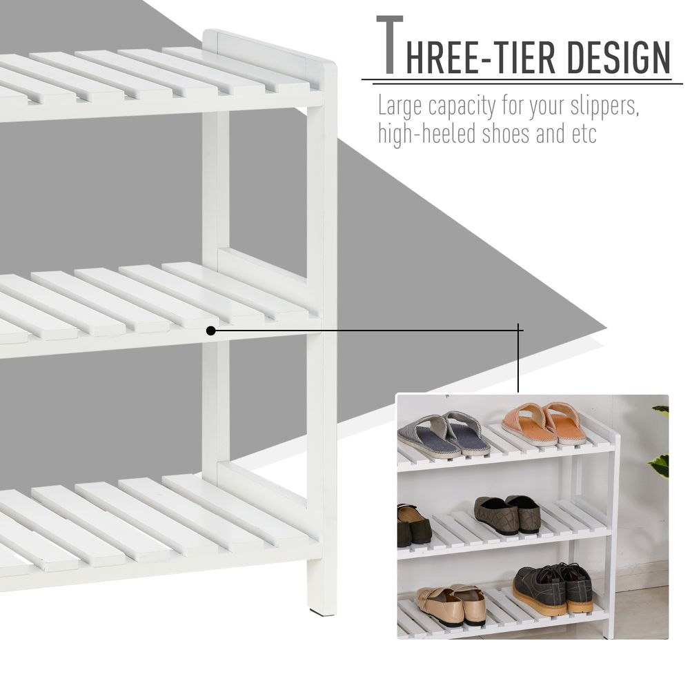 3-Tier Shoe Rack Wood Frame Open Hygienic Storage 57x70cm