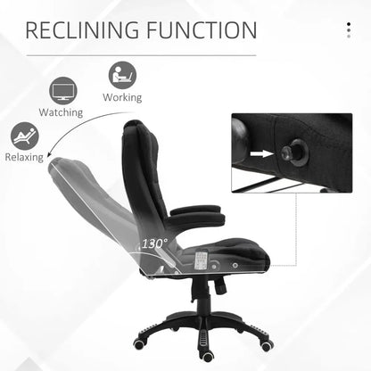 Executive Reclining Chair w/ Heating Massage Points Relaxing Headrest Black