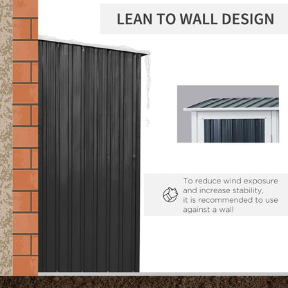 Grey Garden Storage Shed | Lockable Door | Sloped Roof | 142x84x189cm