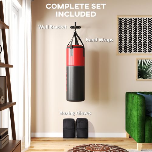SPORTNOW Unfilled Punch Bag with Boxing Gloves and Wall Mounted Bracket