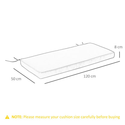 Outsunny Garden Bench Cushion 2 Seater Loveseat Seat Pad for Patio Swing Furniture for Indoor & Outdoor Use, 120 x 50 x 8 cm, Grey