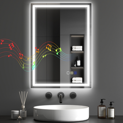 HOMCOM 500 x 700 mm Bathroom Mirror with Bluetooth Lights Demister Pad
