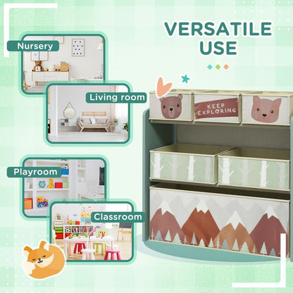 ZONEKIZ Kids Storage Units with 6 Boxes, Childrens Toy Storage Organiser, Green