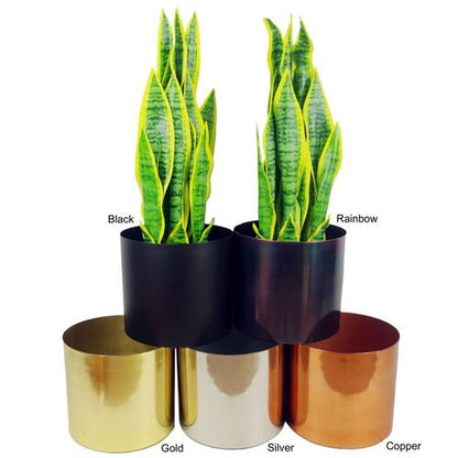 Tall Black Stand with Iridescent Rainbow Metal Planter 62cm x 18cm