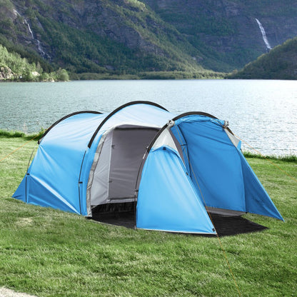 Outsunny 3-Man Camping Tent - 2 Rooms, Porch, Vents, Rainfly, Weather-Resistant