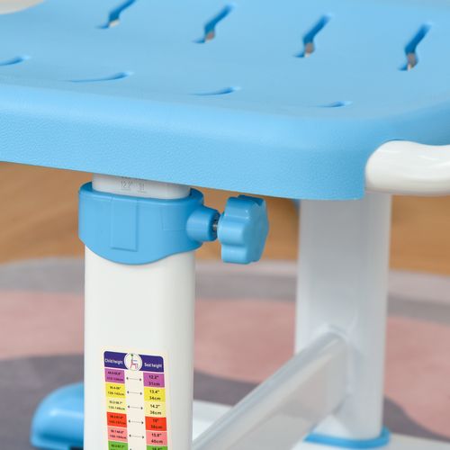 Homcom Kids Study Desk and Chair Set w/ USB Lamp, Adjustable Height, Blue