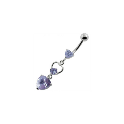 Jeweled Heart Cutout Navel Belly Piercing