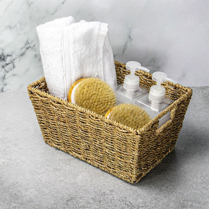Premium Seagrass Storage Baskets - Set of 3 | High-Quality Home Organizer