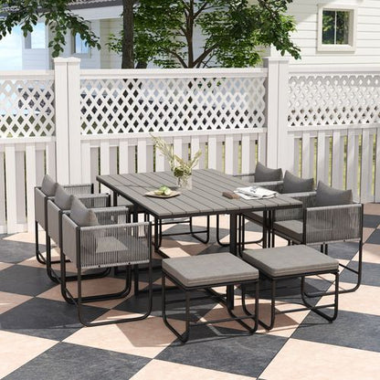 Outsunny Rattan Dining Set, Garden Table & Chair Sets w/ Space-saving Design