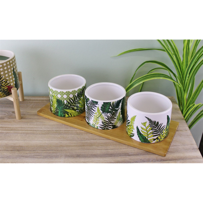 Fernology Ceramic Mezze Set | Wooden Base | Perfect for Tapas, Snacks, Sweets