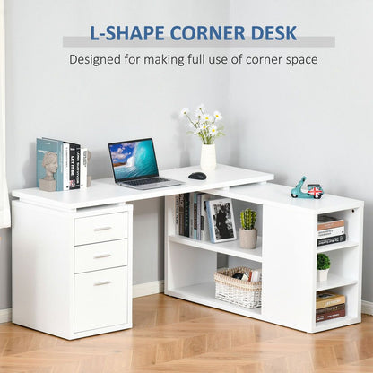 HOMCOM L-Shaped Computer Desk Home Office Workstation, White