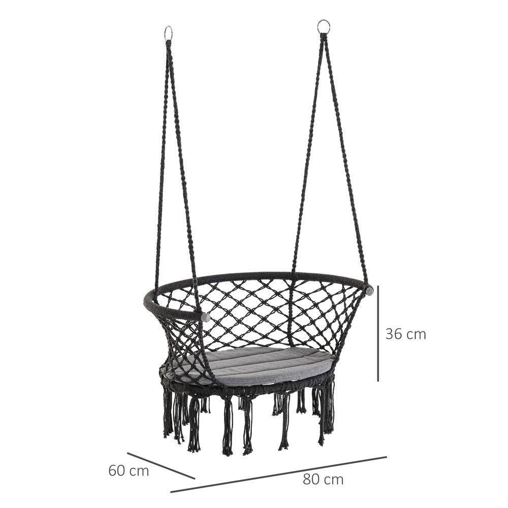 Premium Cotton Rope Swing Hammock Chair - Dark Grey