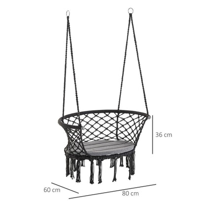 Premium Cotton Rope Swing Hammock Chair - Dark Grey