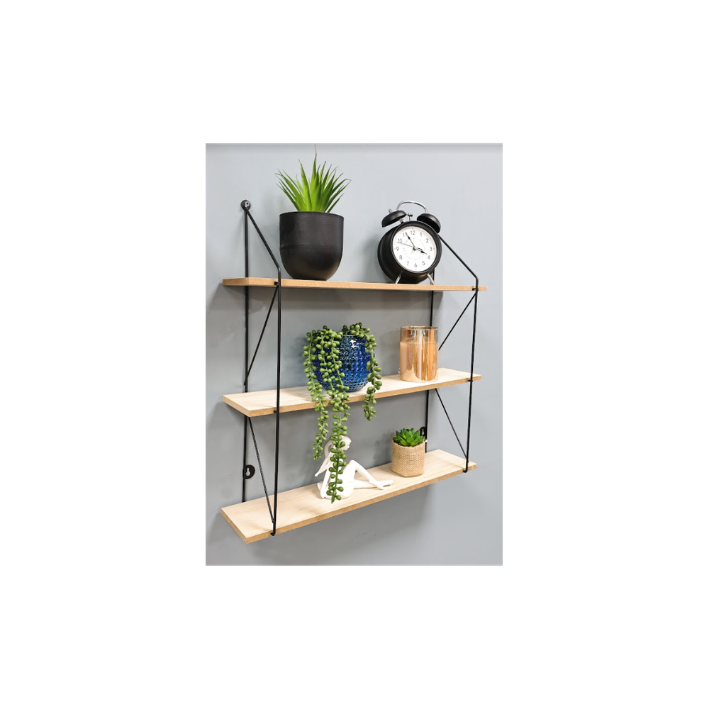 SHLEDECOR 3 Tier Floating Shelf Wall Shelves for Bedroom Wall Mounted Bookcase Hanging Shelves Bookshelf Book Shelves for Living Room Display Wooden Shelving Unit BLACK Metal Wire