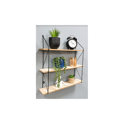 SHLEDECOR 3 Tier Floating Shelf Wall Shelves for Bedroom Wall Mounted Bookcase Hanging Shelves Bookshelf Book Shelves for Living Room Display Wooden Shelving Unit BLACK Metal Wire