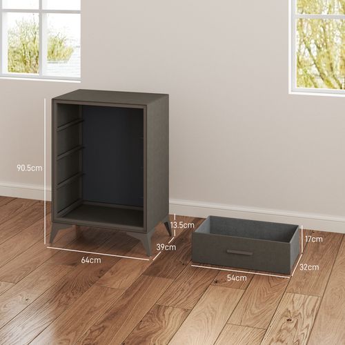 Homcom 4 Drawer Chest of Drawers, Fabric Dresser with Steel Frame, Brown