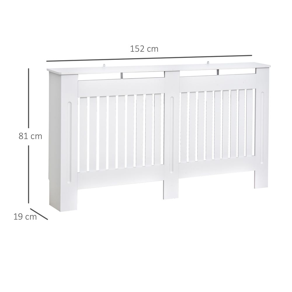 HOMCOM Slatted Radiator Cover Painted Cabinet MDF Lined Grill in White 152L x 19W x 81H cm